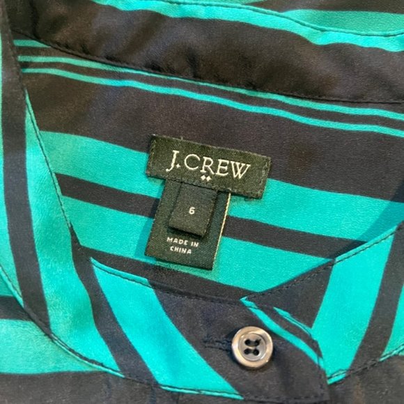 J. Crew Navy & Green Sleeveless Button Down Blouse Size 6 - Picture 9 of 9
